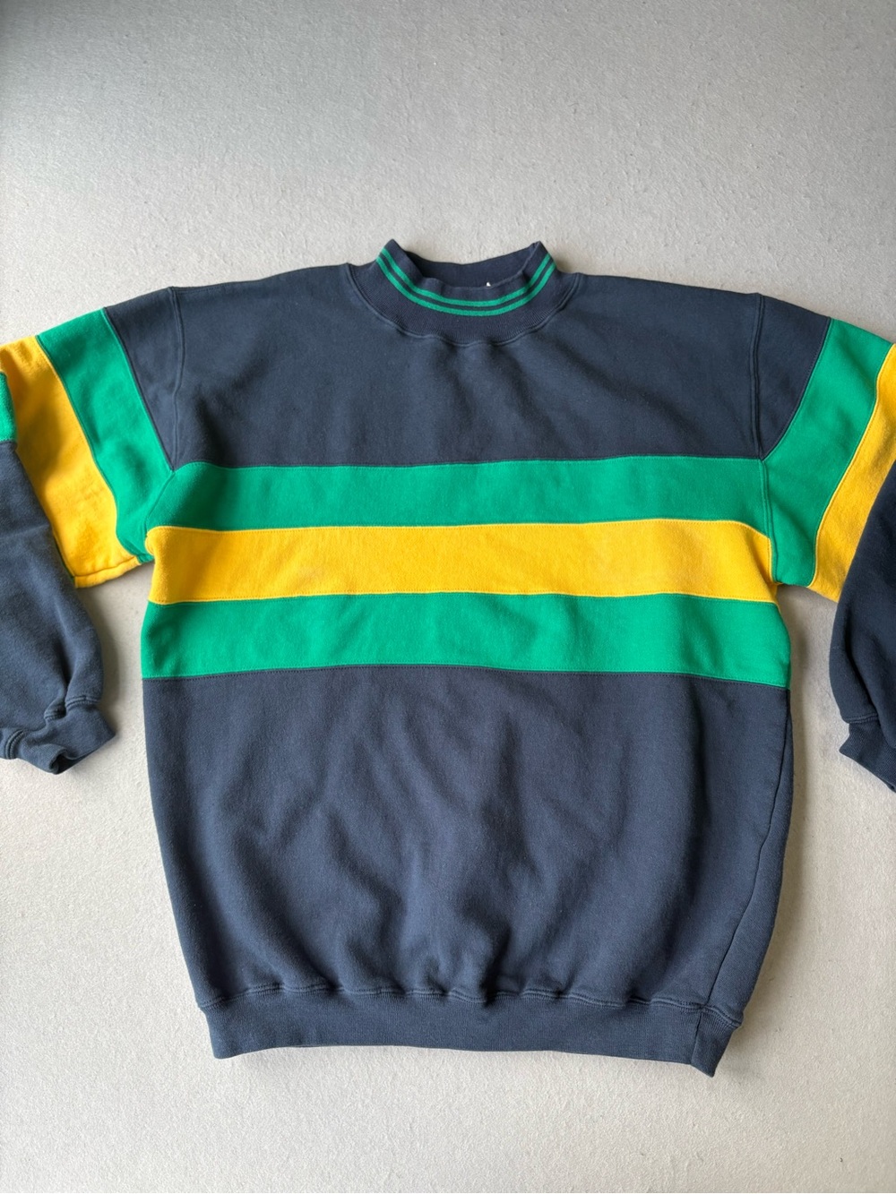 Vintage 90s Field Gear Striped Colorblock Sweatshirt Sz M
